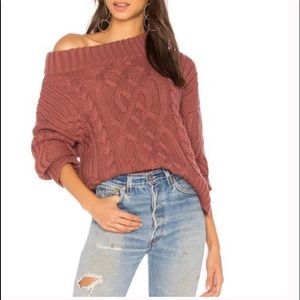 Aakaa Chunky Cable Knit Off The Shoulder Sweater S